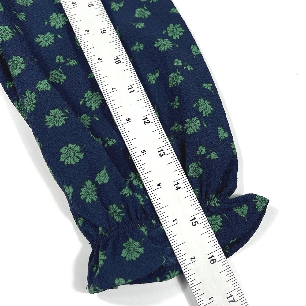 Monteau Los Angeles Navy Green Floral Tiered Midi Dress Small Cottagecore Brunch - Picture 10 of 10